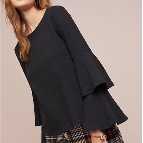 Anthropologie Tops - Anthro Eri + Ali Tiered Ruffle Sleeve Top